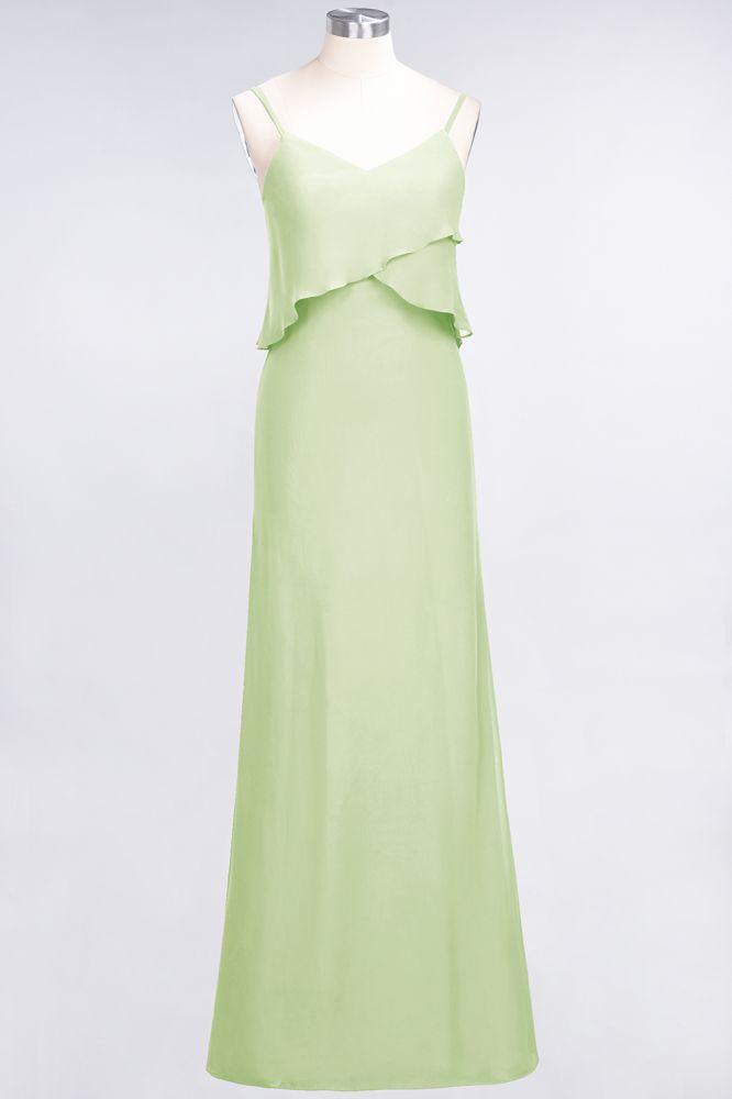 A-Line Chiffon Spaghetti V-Neck Bridesmaid Dress Sleeveless Maid of Honor Dress