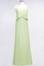 A-Line Chiffon Spaghetti V-Neck Bridesmaid Dress Sleeveless Maid of Honor Dress