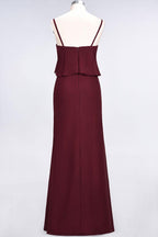 A-Line Chiffon Spaghetti V-Neck Bridesmaid Dress Sleeveless Maid of Honor Dress