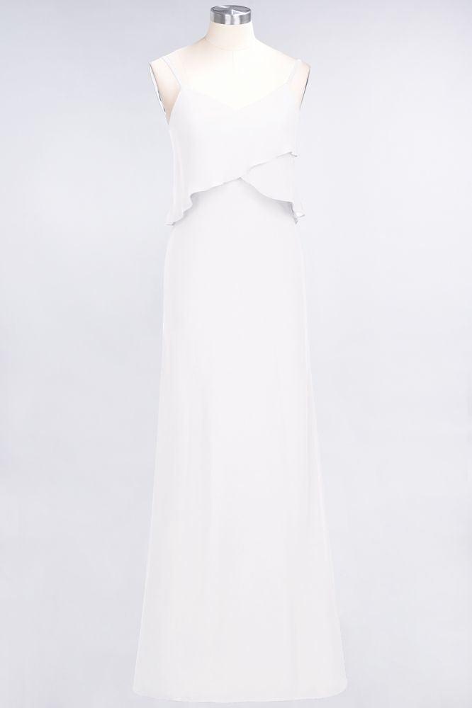 A-Line Chiffon Spaghetti V-Neck Bridesmaid Dress Sleeveless Maid of Honor Dress