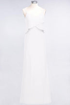 A-Line Chiffon Spaghetti V-Neck Bridesmaid Dress Sleeveless Maid of Honor Dress