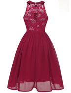 NumberSea - A - Line Cocktail Dresses Minimalist Dress Party Dress Wedding Guest Short / Mini Sleeveless Halter Neck Lace with Pleats
