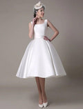 NumberSea - A - Line Cocktail Dresses Party Dress Graduation Wedding Guest Knee Length Sleeveless Square Neck Satin with Pleats