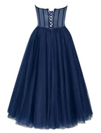NumberSea - A - Line Cocktail Dresses Party Dress Wedding Guest Tea Length Sleeveless Sweetheart Tulle with Pleats