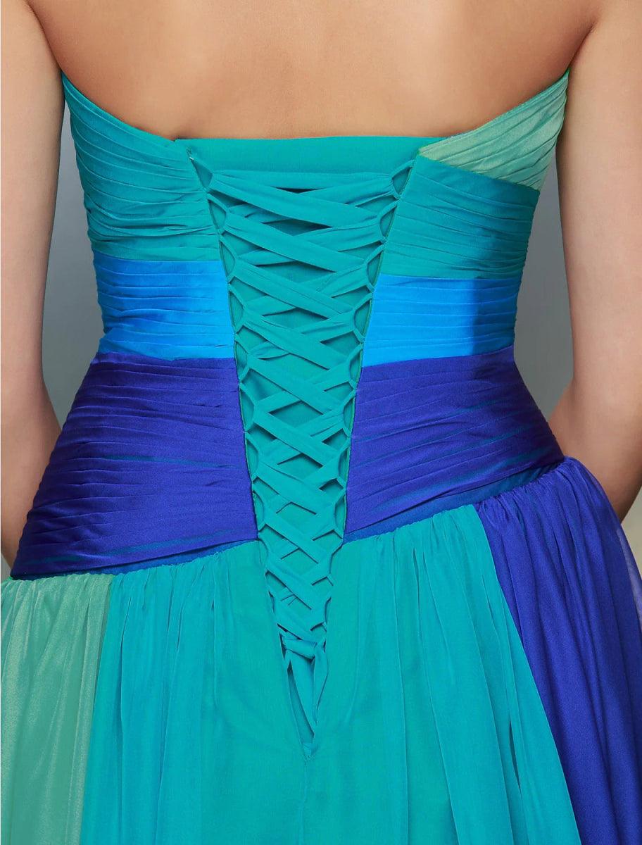 white christmas dresses Color Block Ruffled Shimmery Chiffon Dress