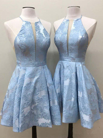 A-Linien-Kleid aus lilafarbenem Satin mit Rundhalsausschnitt und Taschen, knielang