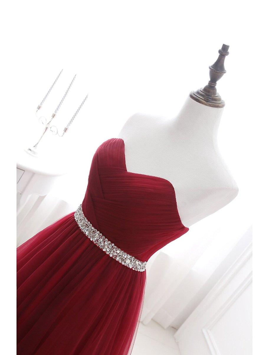 NumberSea - A - Line Elegant Quinceanera Prom Valentine's Day Dress Strapless Sleeveless Chapel Train Satin with Crystals