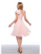 NumberSea - A - Line Empire Elegant Engagement Cocktail Party Dress Jewel Neck Sleeveless Knee Length Chiffon with Ruched