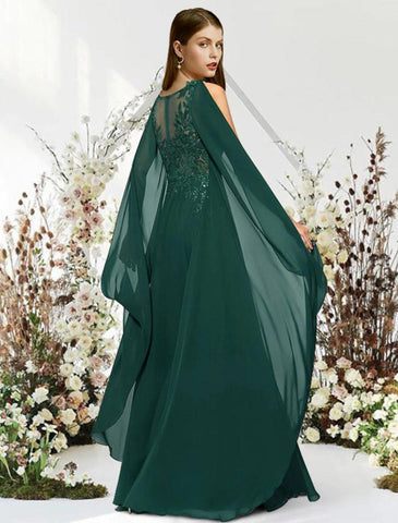 NumberSea - A - Line Empire Elegant Engagement Formal Evening Dress V Neck Sleeveless Floor Length Chiffon with Sequin Appliques