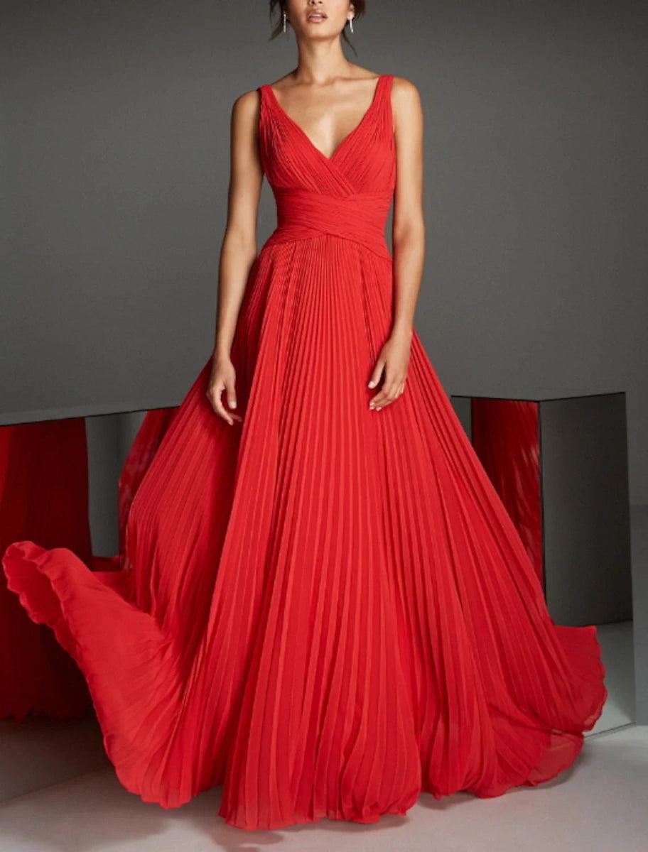 NumberSea-A-Line Empire Engagement Formal Evening Dress V Neck