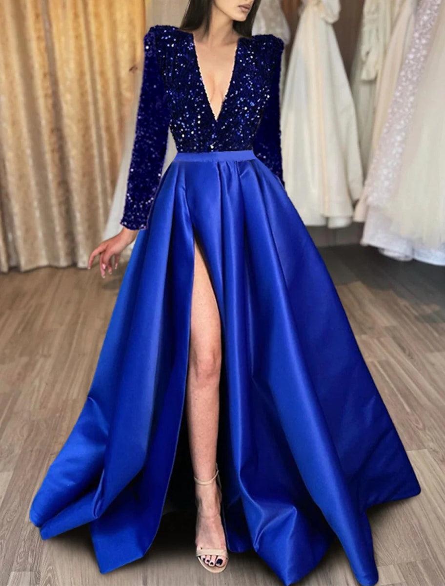 christmas dress evening A-Line Gown Red Green Formal Black Dress Plus Size Wedding Court Train Half Sleeve V Neck Satin with Sequin Slit oyster Evening Dresses Name Brand Bust=32 Waist=25 Hips=35 Height=65 Color:Black and Red