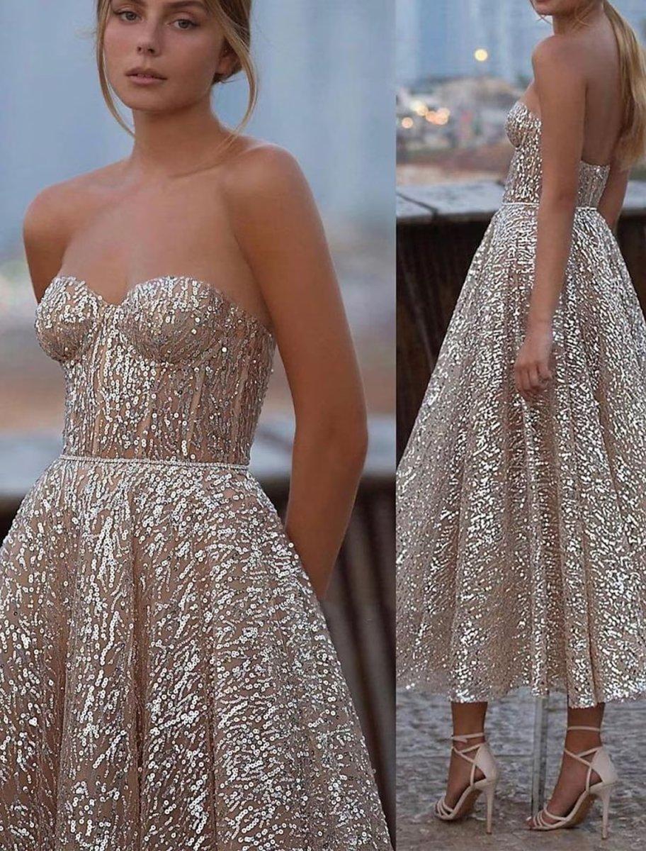 NumberSea-A-Line Evening Gown Corsets Dress Party Wear Tea Length