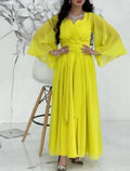 NumberSea - A - Line Evening Gown Elegant Dress Formal Prom Floor Length 3/4 Length Sleeve Square Neck Chiffon with Ruched Strappy