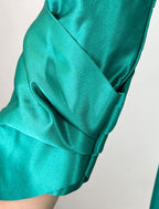 NumberSea - A - Line Evening Gown Elegant Dress Formal Wedding Guest Floor Length 3/4 Length Sleeve V Neck Satin with Bow(s)