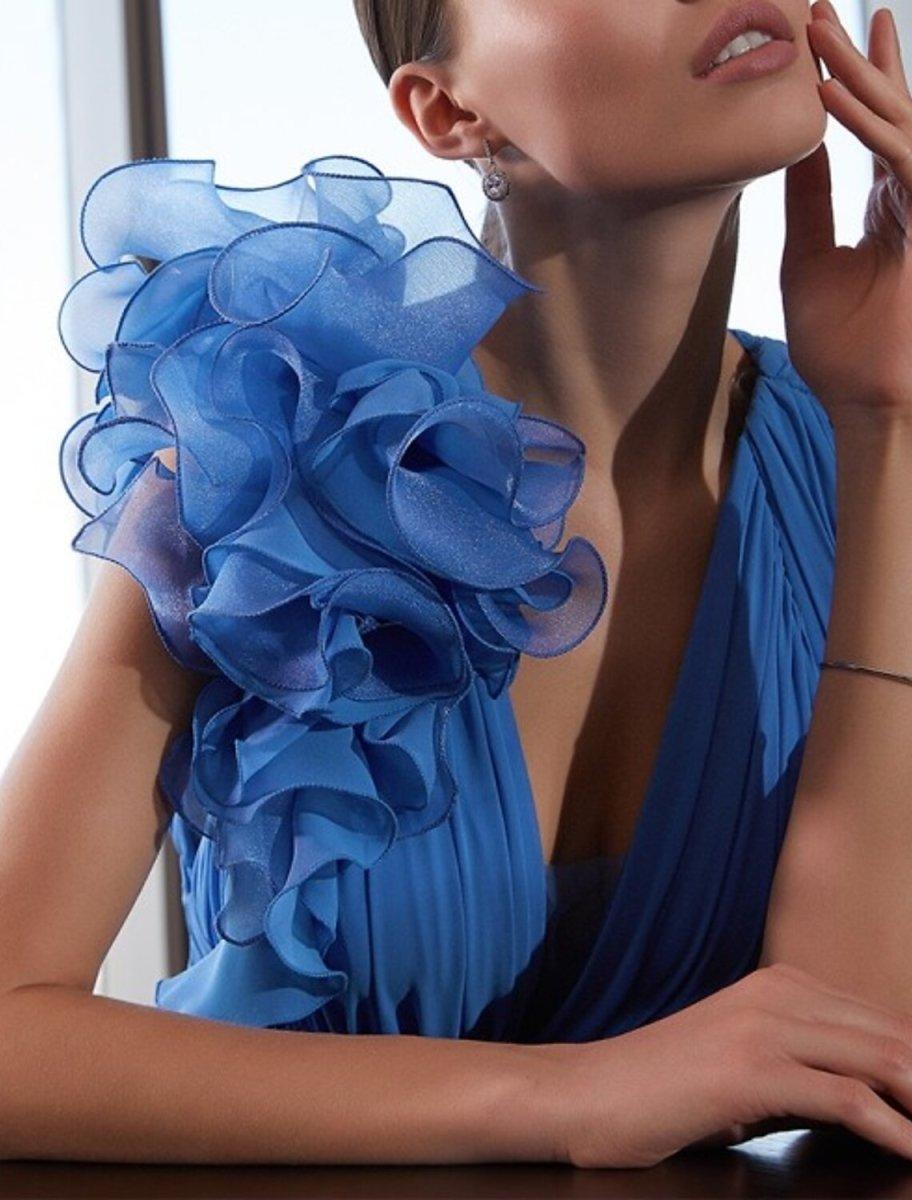 NumberSea - A - Line Evening Gown Floral Dress Formal Prom Court Train Sleeveless V Neck Fall Wedding Guest Chiffon with Ruffles Flower