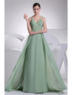 NumberSea - A - Line Evening Gown Sparkle Dress Formal Evening Floor Length Sleeveless Spaghetti Strap Chiffon with Beading