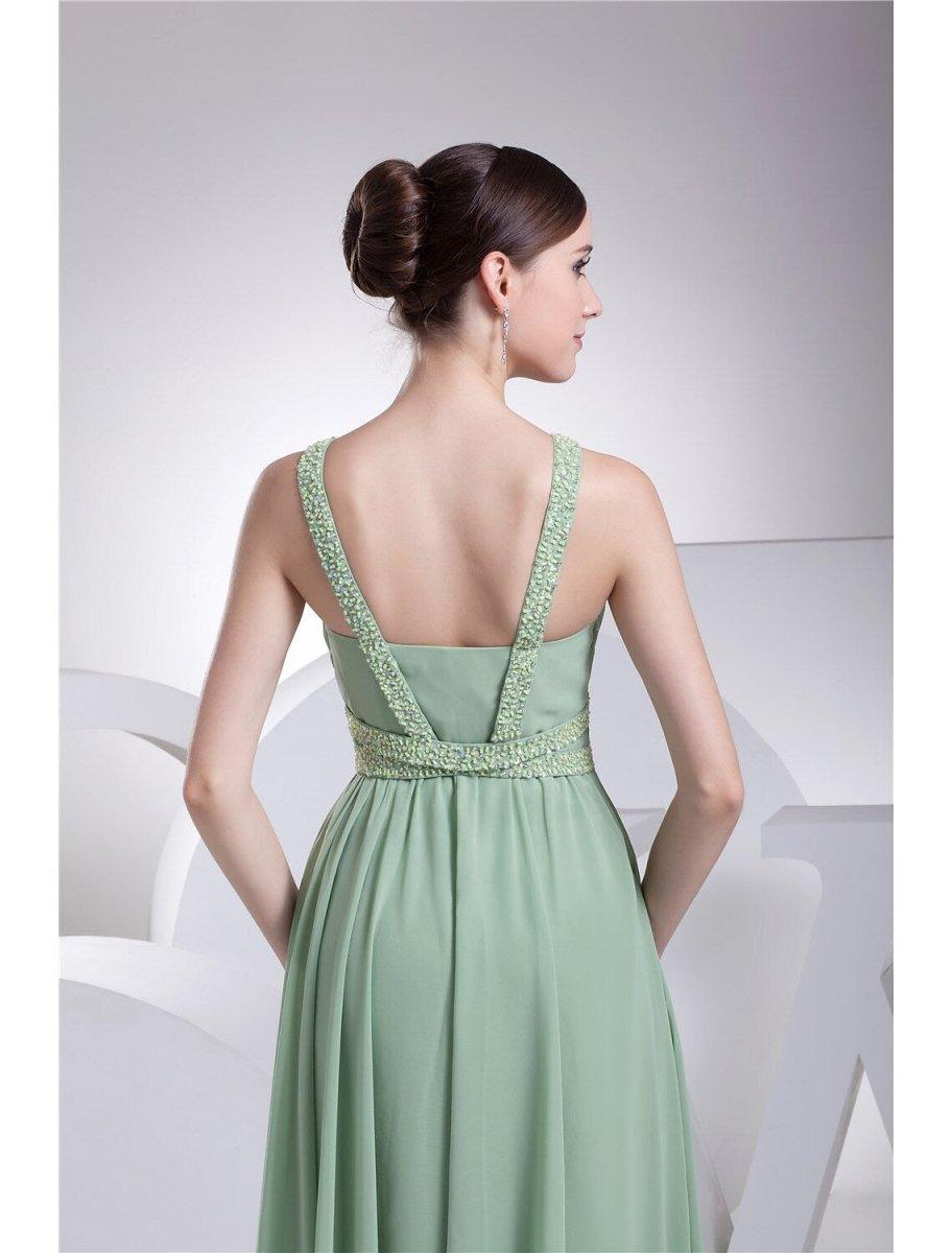 NumberSea-A-Line Evening Gown Sparkle Dress Formal Evening Floor Length Sleeveless Spaghetti Strap Chiffon with Beading US 6 / UK 10 / EU 36