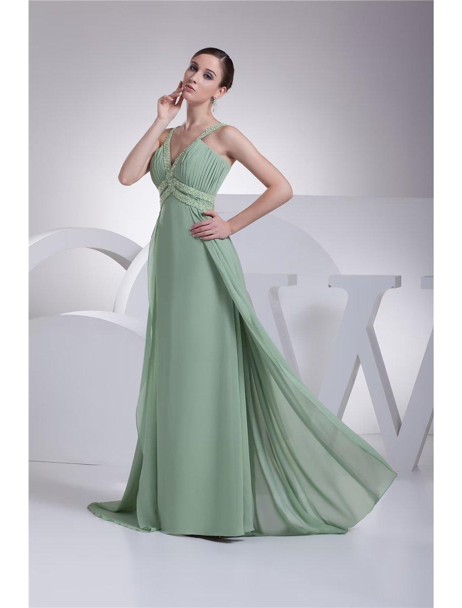 slim fit dress slacks NumberSea-A-Line Evening Gown Sparkle Dress Formal Evening Floor Length Sleeveless Spaghetti Strap Chiffon with Beading US 6 / UK 10 / EU 36