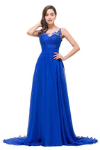 A-Linie Bodenlang Rundhals Chiffon Brautjungfernkleider