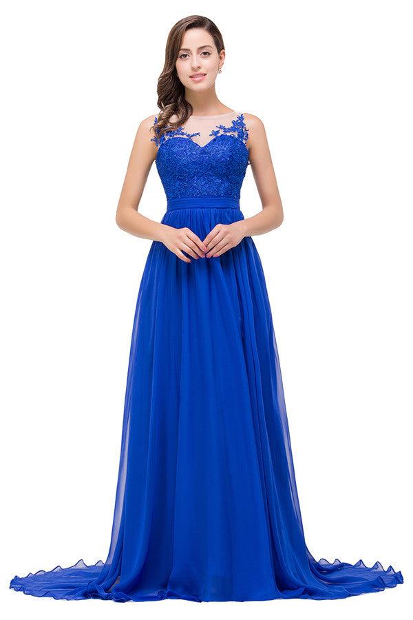 A-Linie Bodenlang Rundhals Chiffon Brautjungfernkleider