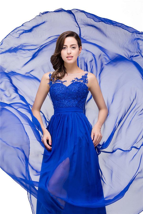 A-Linie Bodenlang Rundhals Chiffon Brautjungfernkleider