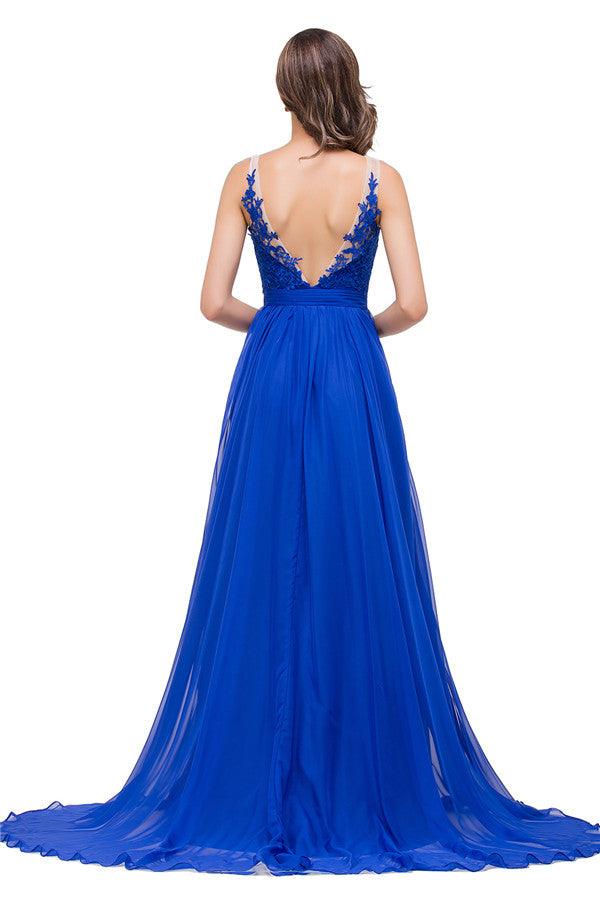 A-Linie Bodenlang Rundhals Chiffon Brautjungfernkleider