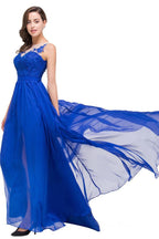 A-Linie Bodenlang Rundhals Chiffon Brautjungfernkleider