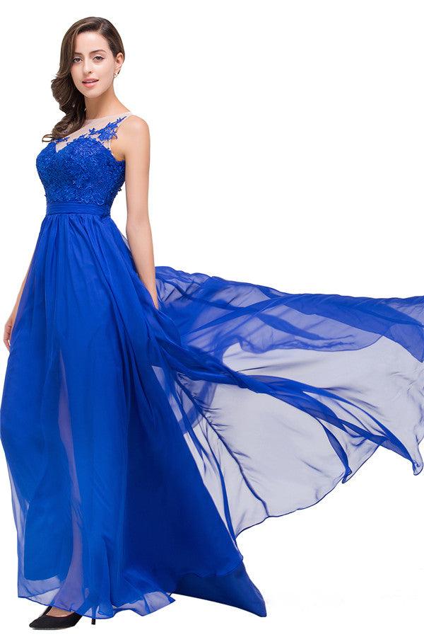 A-Linie Bodenlang Rundhals Chiffon Brautjungfernkleider