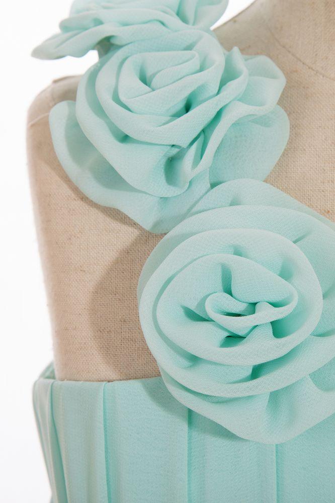 Vestidos de dama de honor de gasa con corte en A y un solo hombro hasta el suelo