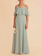 NumberSea - A - Line Floor Length Square Neck Chiffon Junior Bridesmaid Dresses&Gowns With Ruffles Solid Color Kids Wedding Guest Dress 4 - 16 Year
