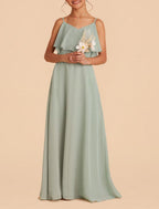 NumberSea - A - Line Floor Length Square Neck Chiffon Junior Bridesmaid Dresses&Gowns With Ruffles Solid Color Kids Wedding Guest Dress 4 - 16 Year
