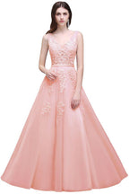 A-line Floor-length Tulle Bridesmaid Dress with Appliques