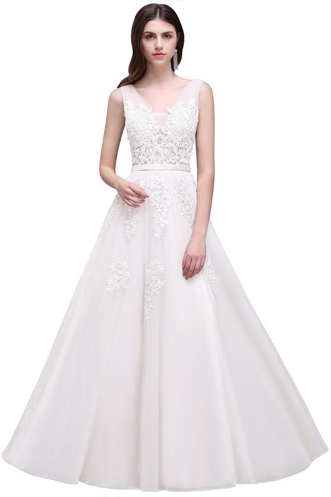 A-line Floor-length Tulle Bridesmaid Dress with Appliques