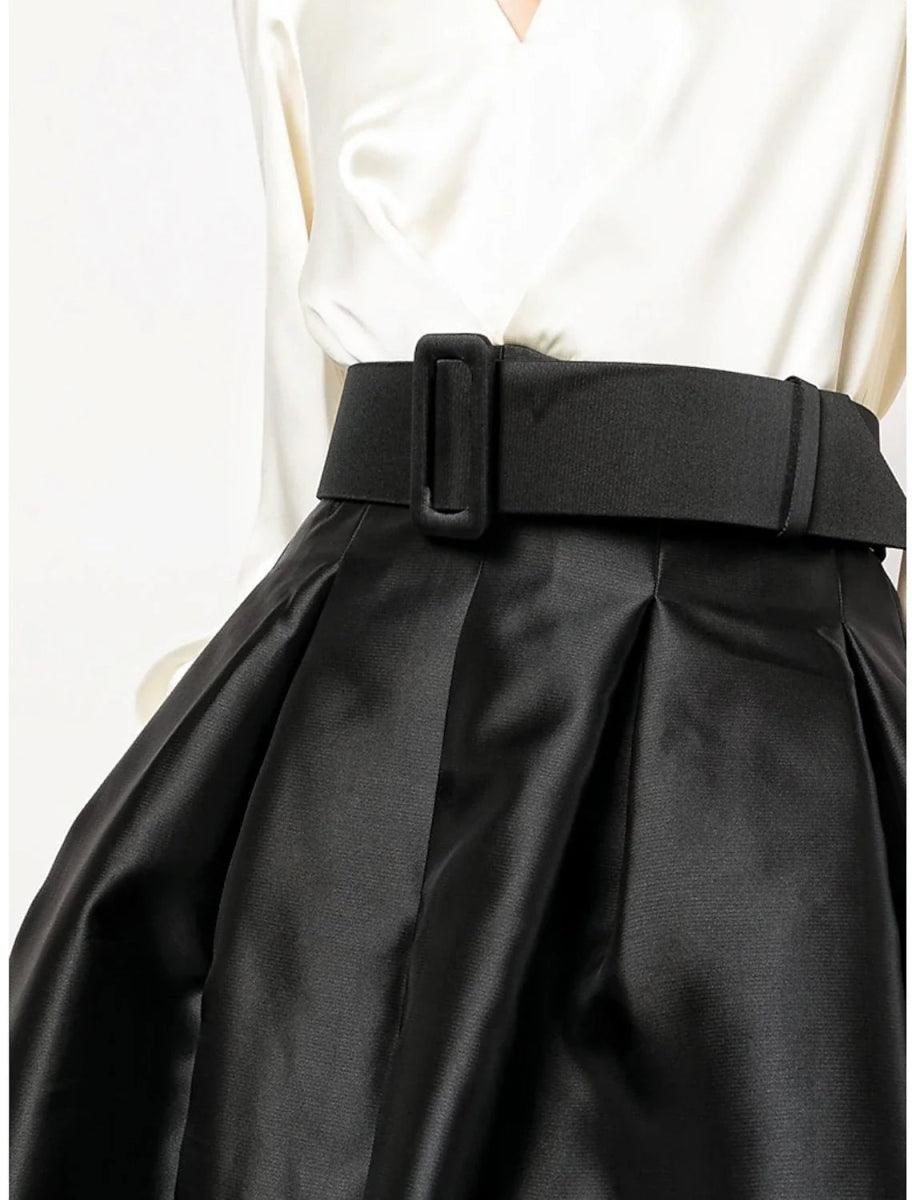 NumberSea - A - Line Formal Satin Pocket Christmas Red Green Dress Long Sleeve Blue Evening Gown High Split Wedding Guest Dress Fall Wedding Floor Length Color Contrast V Neck Belt / Sash Navy with Pleats Slit