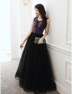 NumberSea - A - Line Glittering Minimalist Wedding Guest Prom Dress V Neck Sleeveless Floor Length Sequined with Sequin