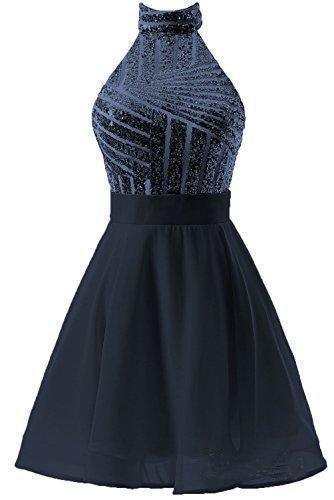 A-Line Halter Short Pink Chiffon Homecoming/Cocktail Dress with Sequins