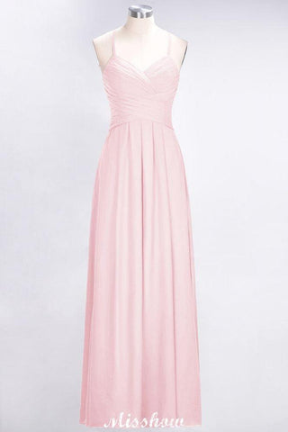 A-Line Halter V-Neck Sleeveless Bridesmaid Dress Ruffles Evening Swing Dress