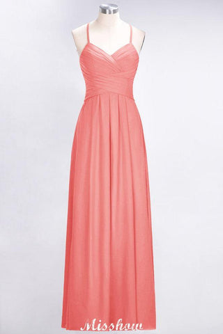 A-Line Halter V-Neck Sleeveless Bridesmaid Dress Ruffles Evening Swing Dress