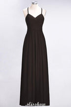 A-Line Halter V-Neck Sleeveless Bridesmaid Dress Ruffles Evening Swing Dress