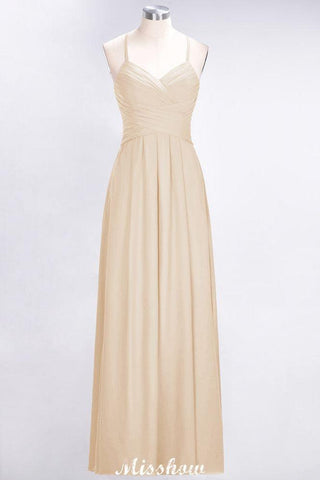 A-Line Halter V-Neck Sleeveless Bridesmaid Dress Ruffles Evening Swing Dress
