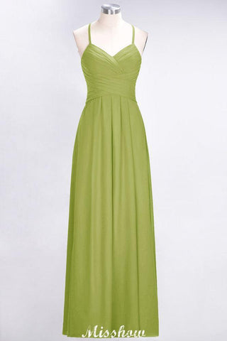 A-Line Halter V-Neck Sleeveless Bridesmaid Dress Ruffles Evening Swing Dress
