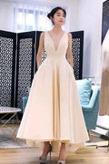 A-line High Low V Neck Short Prom Dress Homecoming Dress