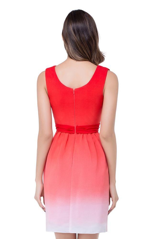 Vestido de dama de honor rojo joya de corte A