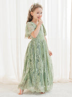 NumberSea - A - line Lace Ankle - length Ivory Boho Flower Girl Dress