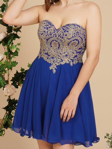 A Line Lace Appliques Sweetheart Short Prom Dresses
