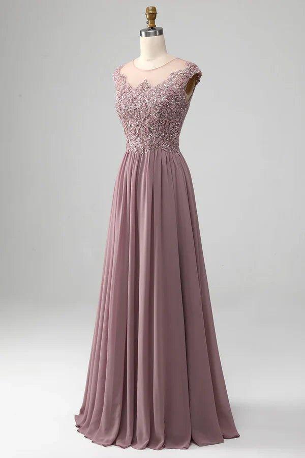 NumberSea - A - Line Lace arrangement Pleated long skirt Beaded Mother of the Bride Dresses