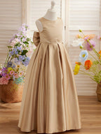 NumberSea - A - line Lace Satin Floor - length First Communion Flower Girl Dress