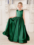 NumberSea - A - line Lace Satin Floor - length Flower Girl Dress