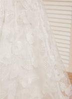 NumberSea - A - line Lace Satin Floor - length Ivory Dress (010146741)
