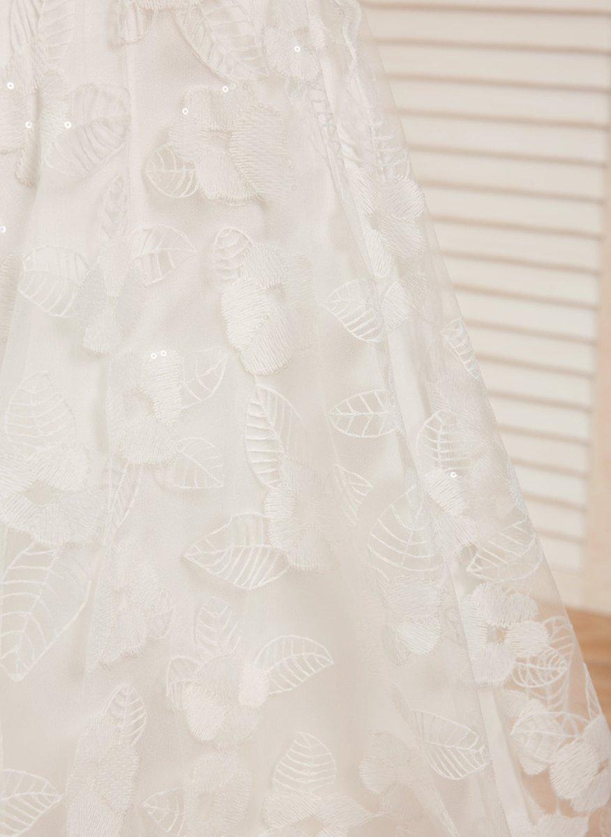 NumberSea - A - line Lace Satin Floor - length Ivory Dress (010146741)
